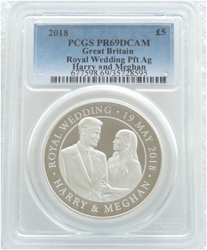2018 Royal Wedding Harry Meghan Piedfort £5 Silver Proof Coin PCGS PR69 DCAM 2018 Royal Wedding Harry Meghan Piedfort £5 Silver Proof Coin PCGS PR69 DCAM