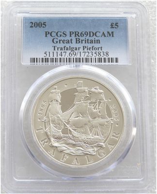 2005 Battle of Trafalgar Piedfort £5 Silver Proof Coin PCGS PR69 DCAM 2005 Battle of Trafalgar Piedfort £5 Silver Proof Coin PCGS PR69 DCAM