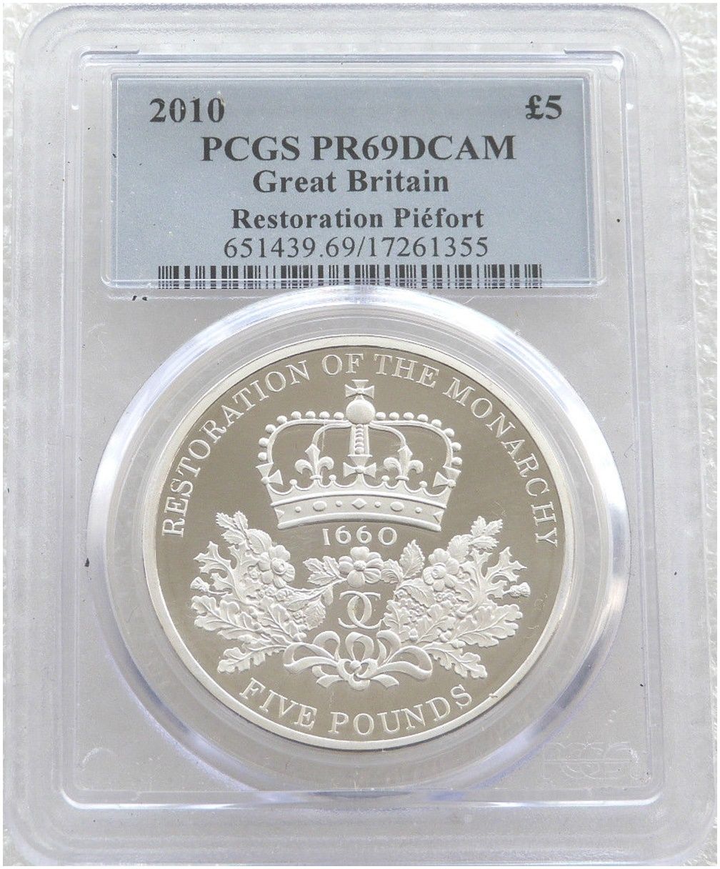 2010 Restoration of the Monarchy Piedfort £5 Silver Proof Coin PCGS PR69 DCAM 2010 Restoration of the Monarchy Piedfort £5 Silver Proof Coin PCGS PR69 DCAM
