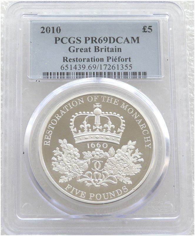 2010 Restoration of the Monarchy Piedfort £5 Silver Proof Coin PCGS PR69 DCAM 2010 Restoration of the Monarchy Piedfort £5 Silver Proof Coin PCGS PR69 DCAM