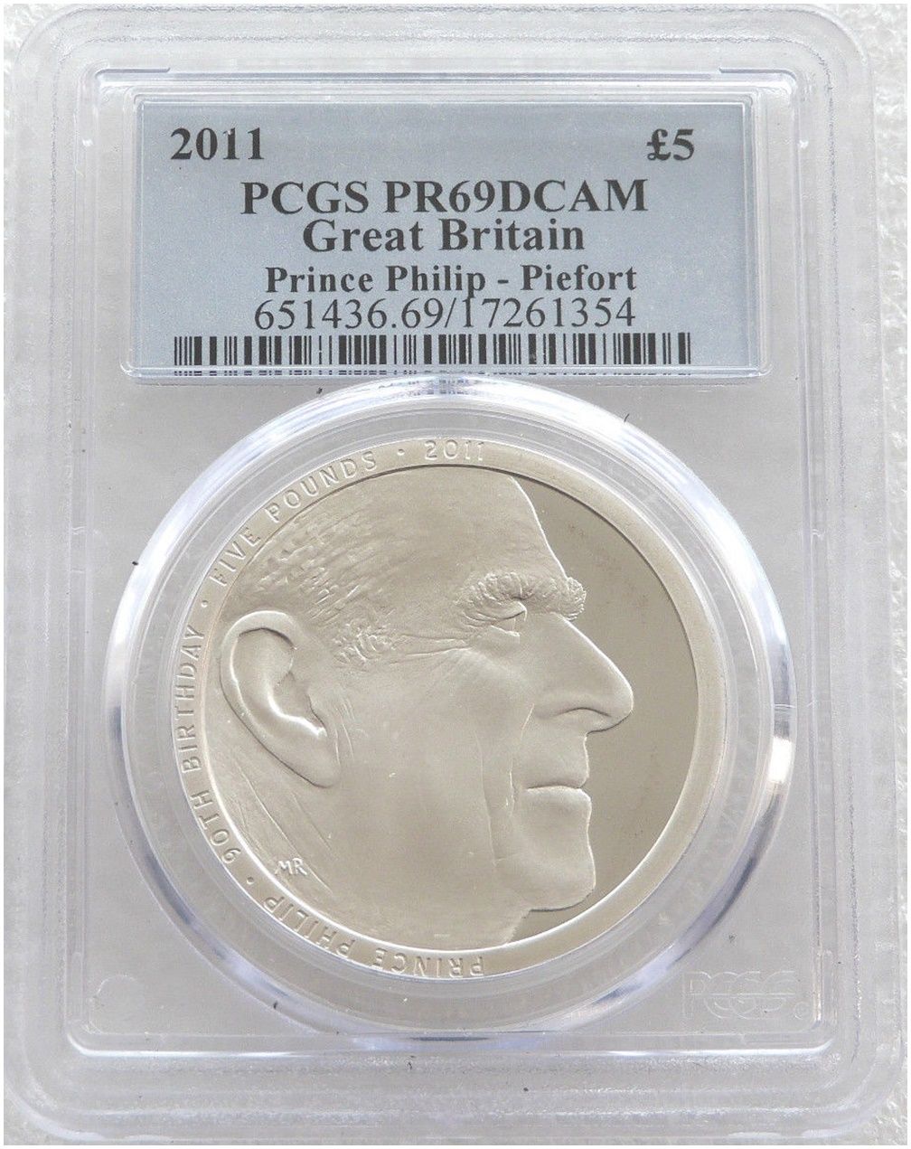 2011 Prince Philip 90th Birthday Piedfort £5 Silver Proof Coin PCGS PR69 DCAM 2011 Prince Philip 90th Birthday Piedfort £5 Silver Proof Coin PCGS PR69 DCAM