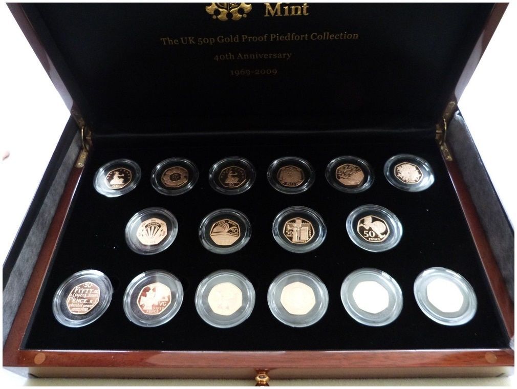 2009 Celebrating 40 Years Piedfort 50p Gold Proof 16 Coin Set Box Coa 2009 Celebrating 40 Years Piedfort 50p Gold Proof 16 Coin Set Box Coa