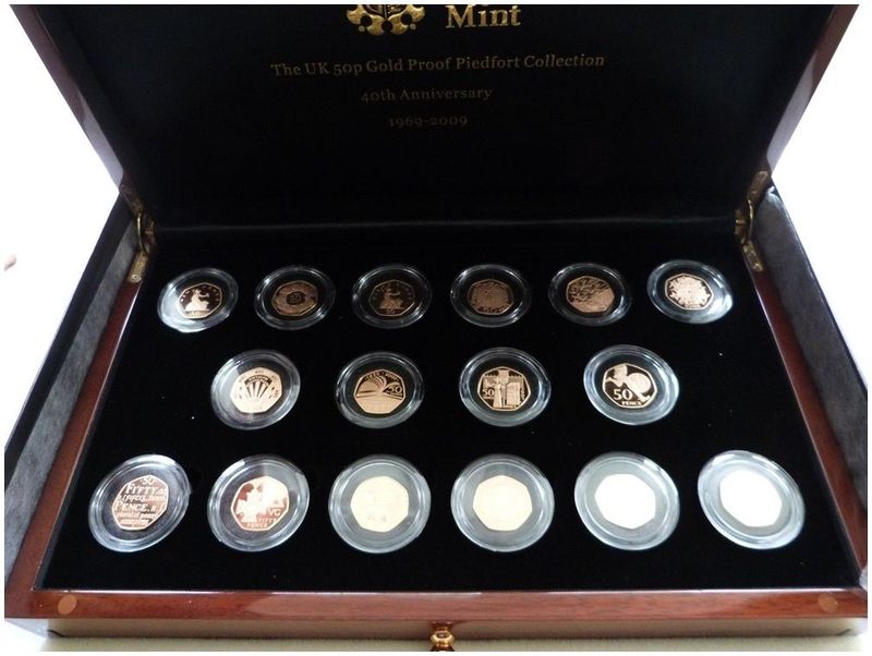 2009 Celebrating 40 Years Piedfort 50p Gold Proof 16 Coin Set Box Coa 2009 Celebrating 40 Years Piedfort 50p Gold Proof 16 Coin Set Box Coa
