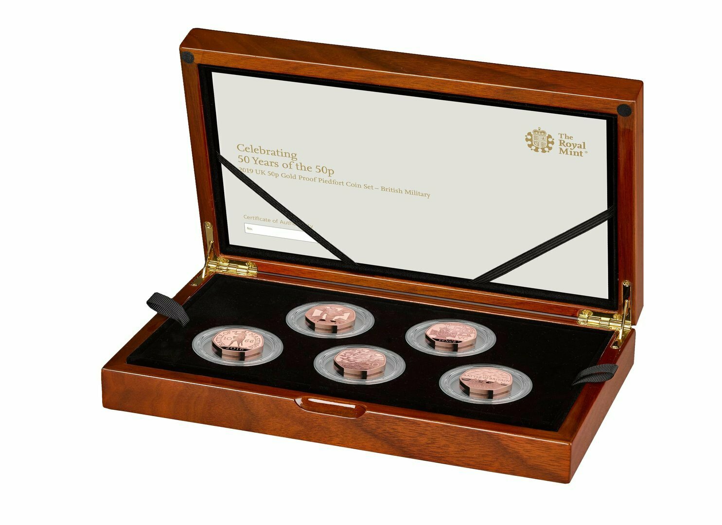 2019 British Military Piedfort 50p Gold Proof 5 Coin Set Box Coa 2019 British Military Piedfort 50p Gold Proof 5 Coin Set Box Coa