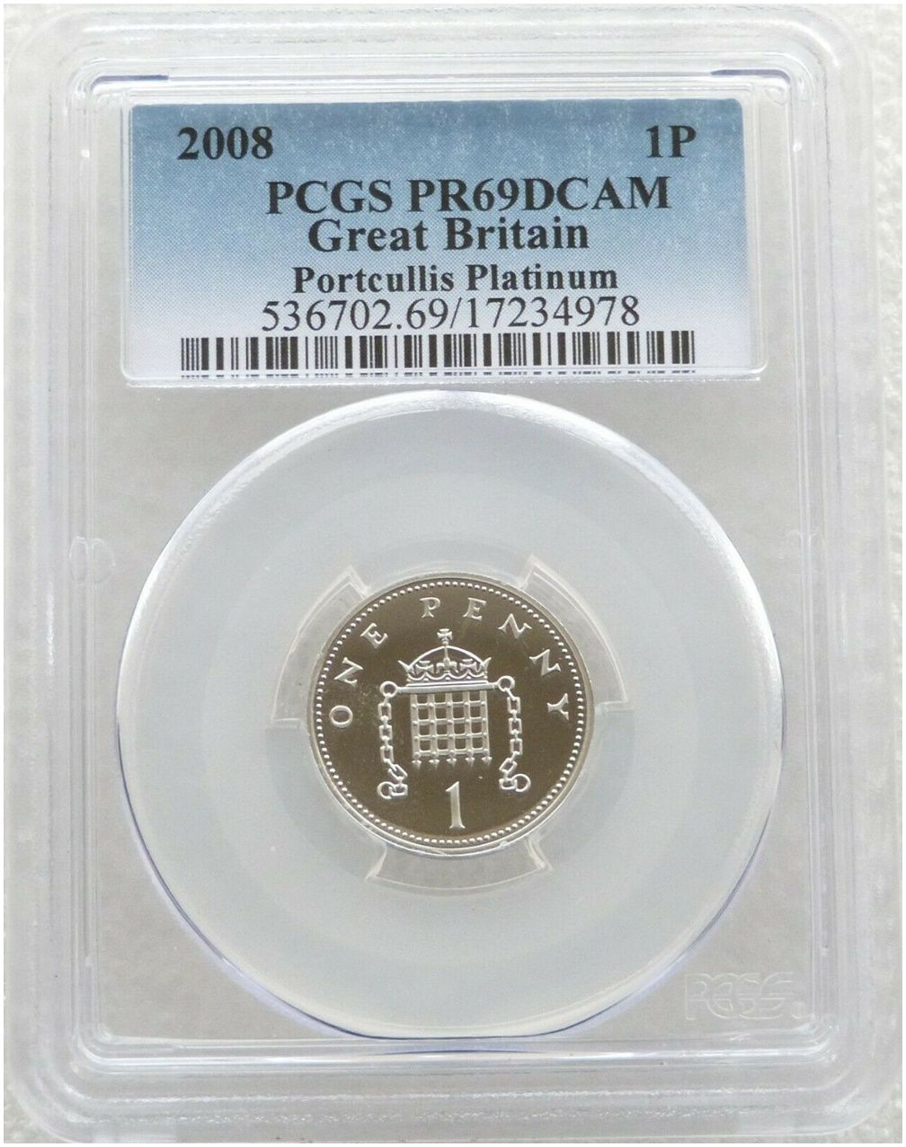 2008 Portcullis 1p Platinum Proof Coin PCGS PR69 DCAM 2008 Portcullis 1p Platinum Proof Coin PCGS PR69 DCAM