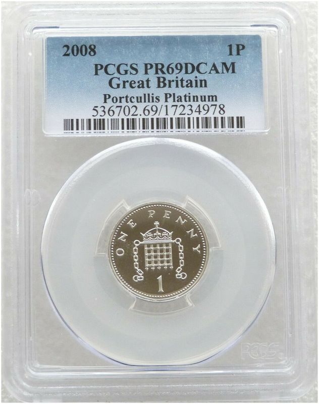 2008 Portcullis 1p Platinum Proof Coin PCGS PR69 DCAM 2008 Portcullis 1p Platinum Proof Coin PCGS PR69 DCAM