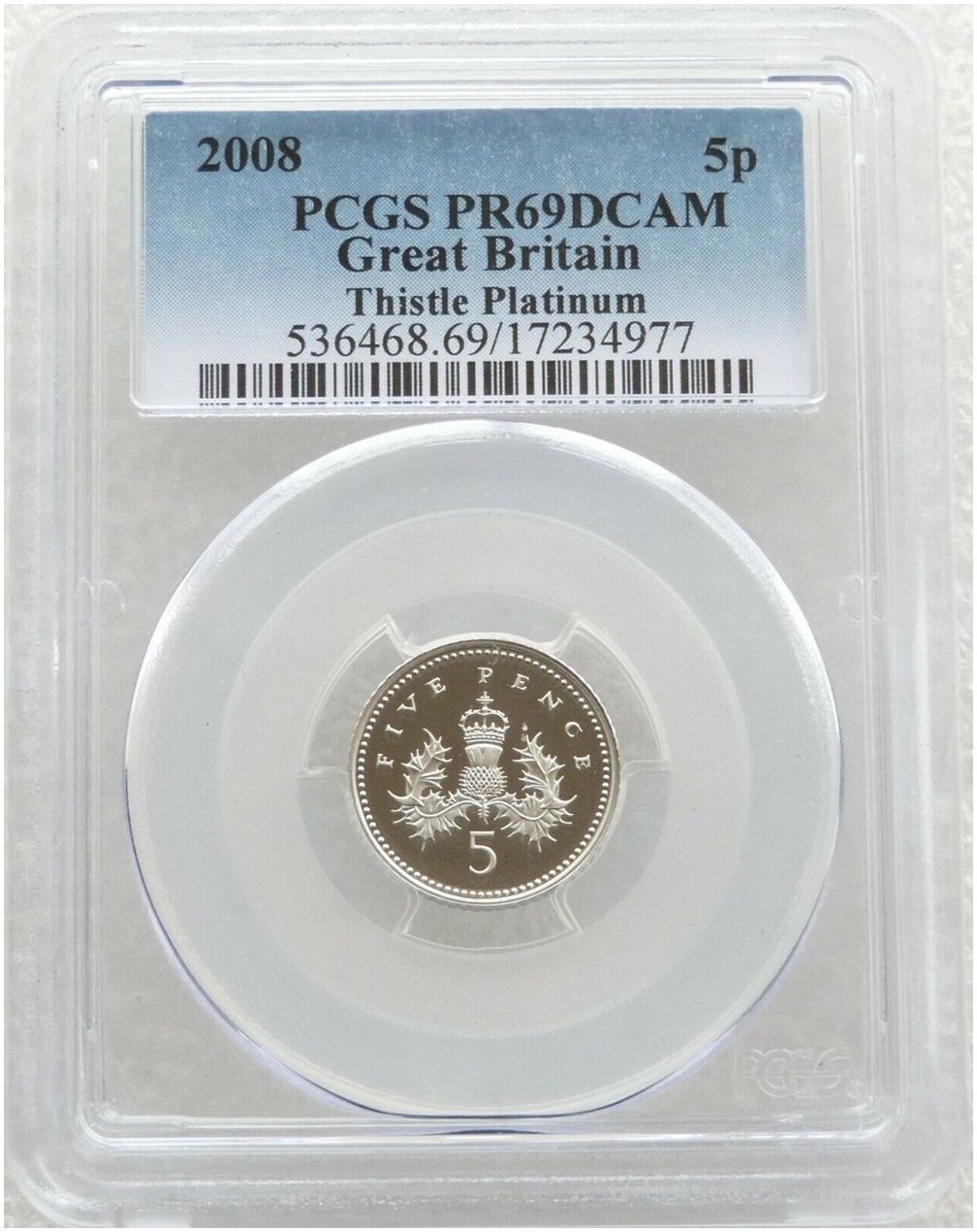 2008 Scottish Thistle 5p Platinum Proof Coin PCGS PR69 DCAM