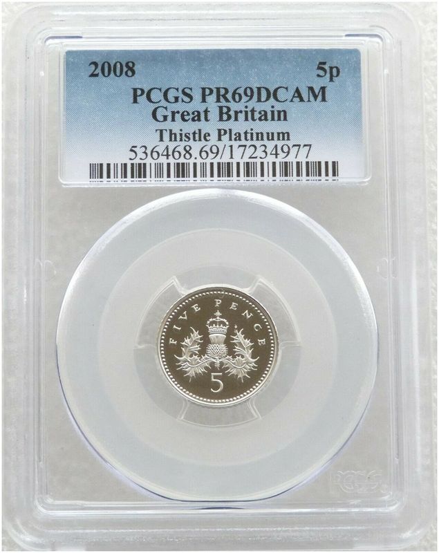 2008 Scottish Thistle 5p Platinum Proof Coin PCGS PR69 DCAM