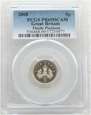2008 Scottish Thistle 5p Platinum Proof Coin PCGS PR69 DCAM