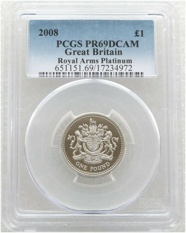 2008 Royal Arms £1 Platinum Proof Coin PCGS PR69 DCAM