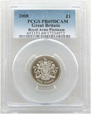 2008 Royal Arms £1 Platinum Proof Coin PCGS PR69 DCAM