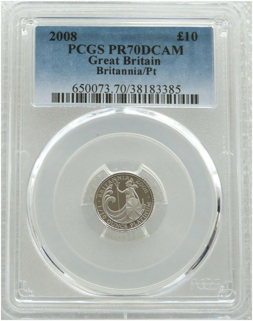 2008 Britannia £10 Platinum Proof 1/10oz Coin  PCGS PR70 DCAM