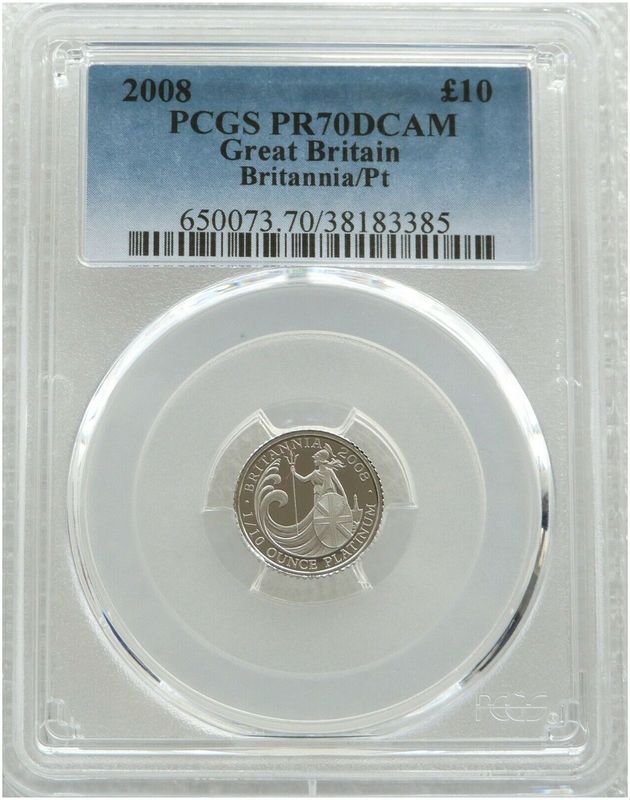 2008 Britannia £10 Platinum Proof 1/10oz Coin  PCGS PR70 DCAM