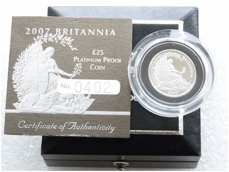 2007 Britannia £25 Platinum Proof 1/4oz Coin Box Coa 2007 Britannia £25 Platinum Proof 1/4oz Coin Box Coa