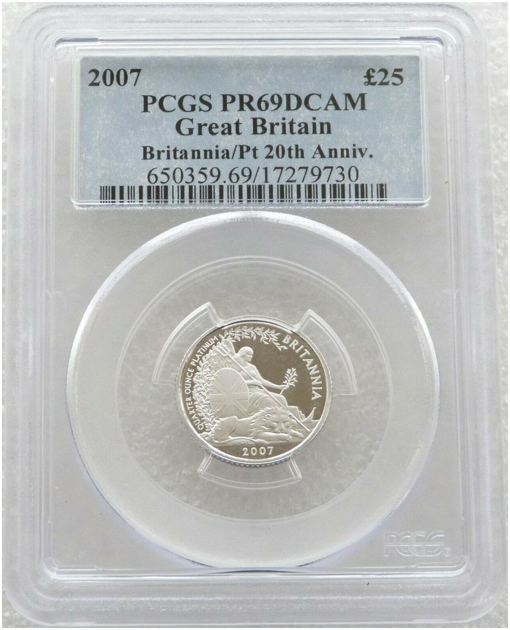 2007 Britannia £25 Platinum Proof 1/4oz Coin PCGS PR69 DCAM 2007 Britannia £25 Platinum Proof 1/4oz Coin PCGS PR69 DCAM