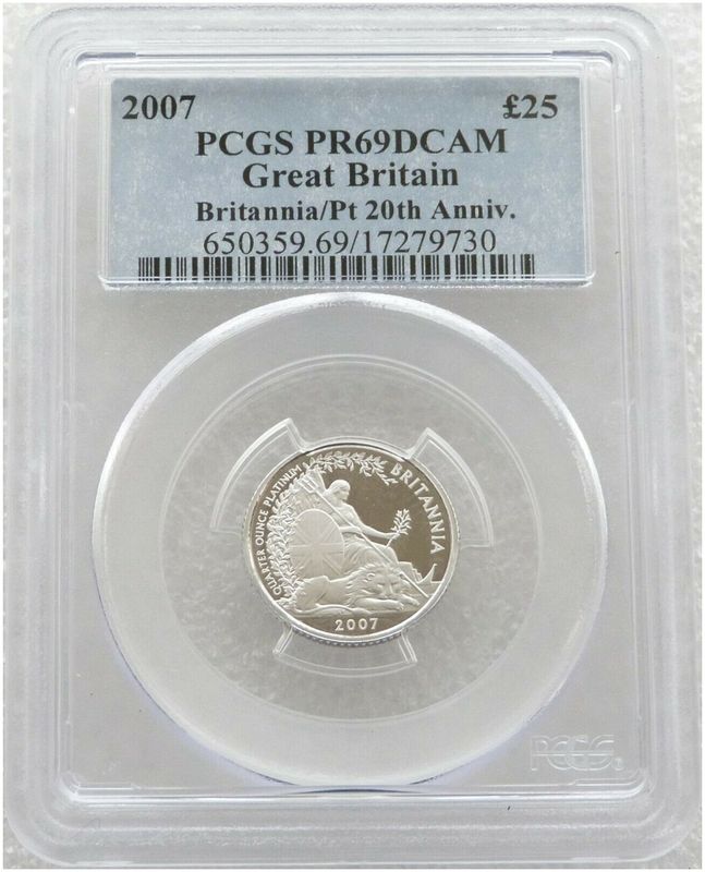 2007 Britannia £25 Platinum Proof 1/4oz Coin PCGS PR69 DCAM 2007 Britannia £25 Platinum Proof 1/4oz Coin PCGS PR69 DCAM