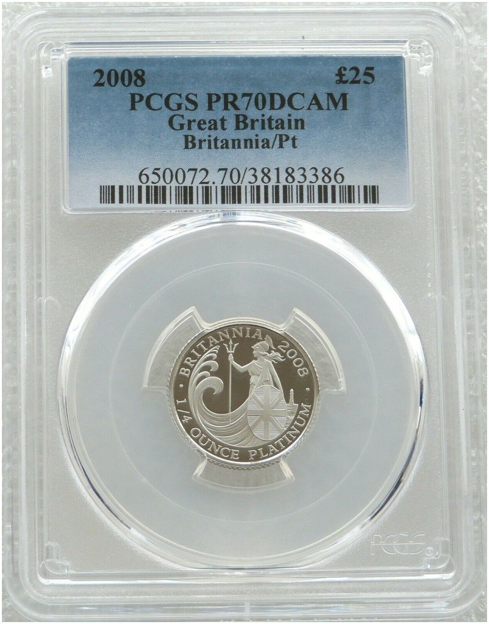 2008 Britannia £25 Platinum Proof 1/4oz Coin PCGS PR70 DCAM