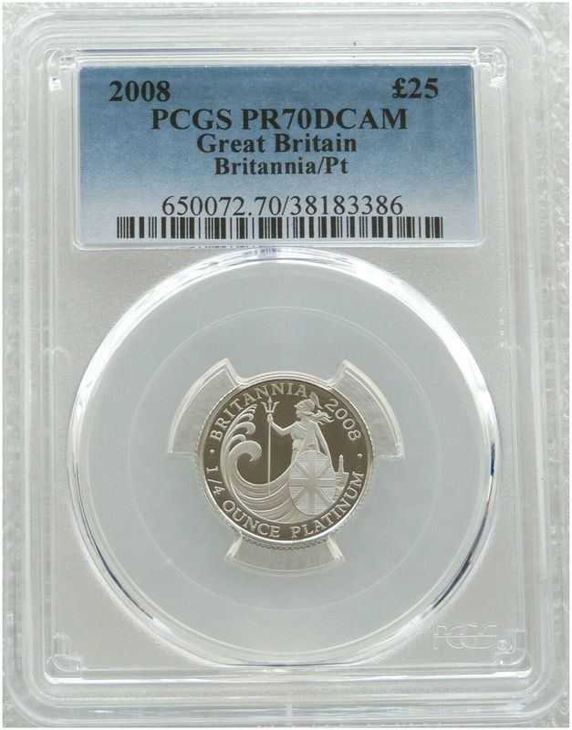 2008 Britannia £25 Platinum Proof 1/4oz Coin PCGS PR70 DCAM