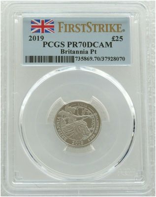 2019 Britannia £25 Platinum Proof 1/4oz Coin PCGS PR70 DCAM First Strike - Mintage 168