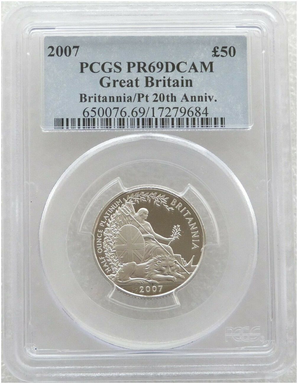 2007 Britannia £50 Platinum Proof 1/2oz Coin PCGS PR69 DCAM 2007 Britannia £50 Platinum Proof 1/2oz Coin PCGS PR69 DCAM