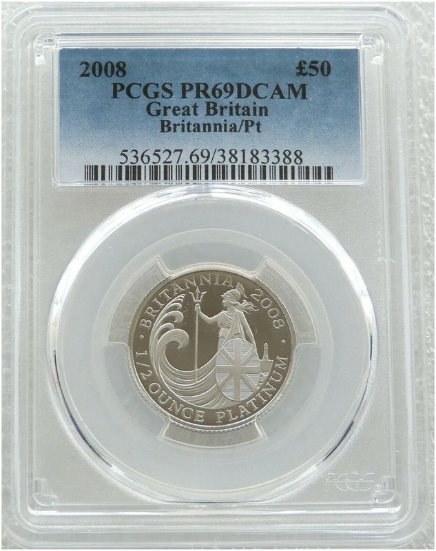 2008 Britannia £50 Platinum Proof 1/2oz Coin PCGS PR69 DCAM