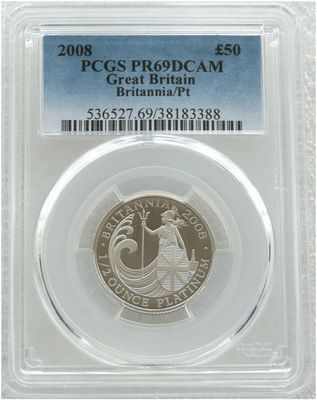 2008 Britannia £50 Platinum Proof 1/2oz Coin PCGS PR69 DCAM