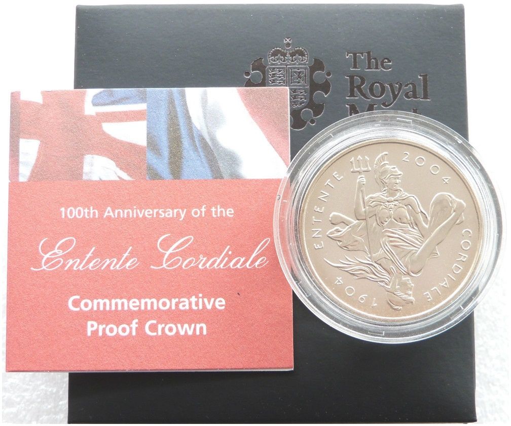 2004 Entente Cordiale £5 Reverse Proof Coin Box Coa 2004 Entente Cordiale £5 Reverse Proof Coin Box Coa