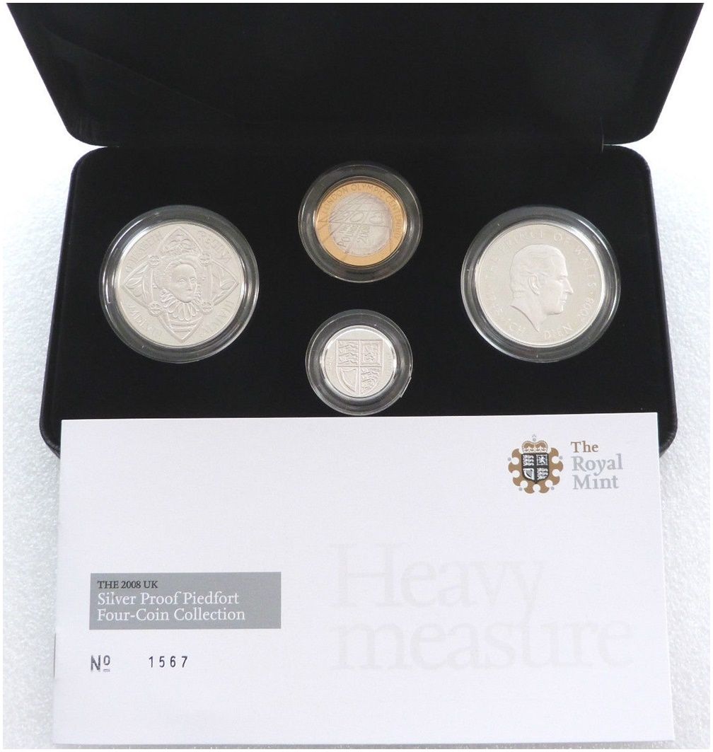 コレクション THE2008UK SilverProof Piedfort Four-Coin 2008 United Kingdom Piedfort Silver Proof 4 Coin Set Box Coa