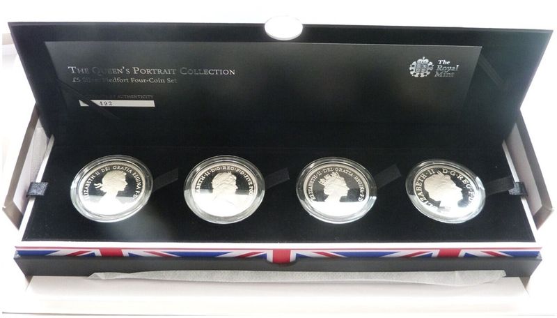 2013 Queen's Portrait Coronation Piedfort £5 Silver Proof 4 Coin Set Box Coa