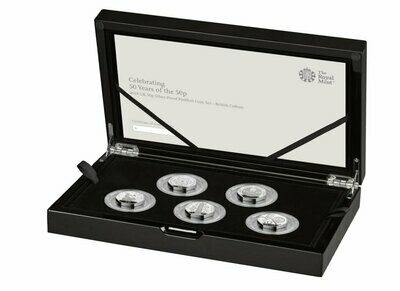 2019 British Culture Piedfort 50p Silver Proof 5 Coin Set Box Coa 2019 British Culture Piedfort 50p Silver Proof 5 Coin Set Box Coa