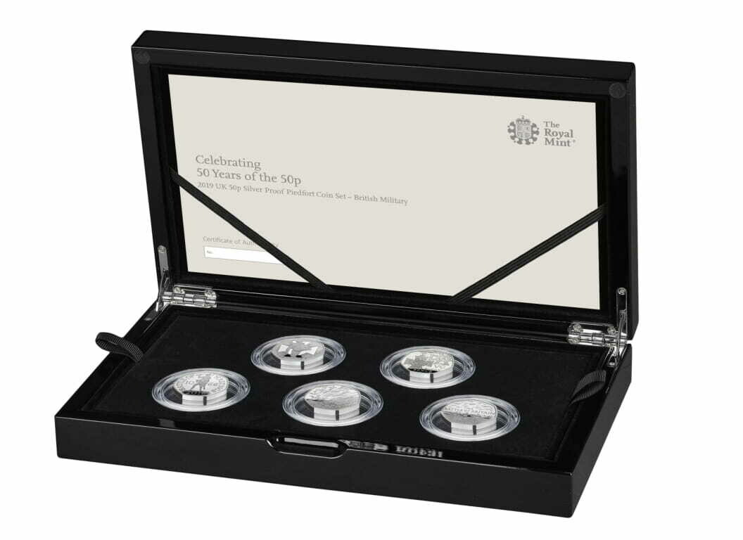 2019 British Military Piedfort 50p Silver Proof 5 Coin Set Box Coa 2019 British Military Piedfort 50p Silver Proof 5 Coin Set Box Coa