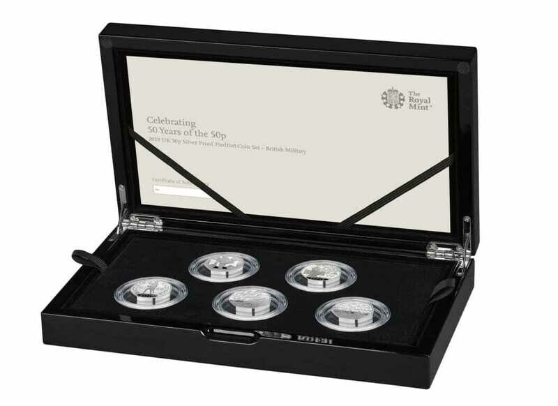 2019 British Military Piedfort 50p Silver Proof 5 Coin Set Box Coa 2019 British Military Piedfort 50p Silver Proof 5 Coin Set Box Coa
