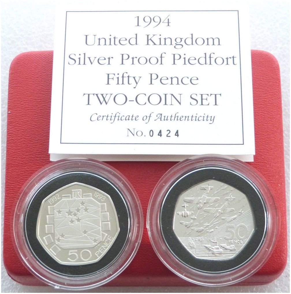 1994 D-Day Landings European Presidency Piedfort 50p Silver Proof 2 Coin Set Box Coa 1994 D-Day Landings European Presidency Piedfort 50p Silver Proof 2 Coin Set Box Coa