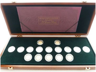 1900 - 1915 Golden Finale Half Sovereign Gold 16 Coin Set Box Coa 1900 - 1915 Golden Finale Half Sovereign Gold 16 Coin Set Box Coa