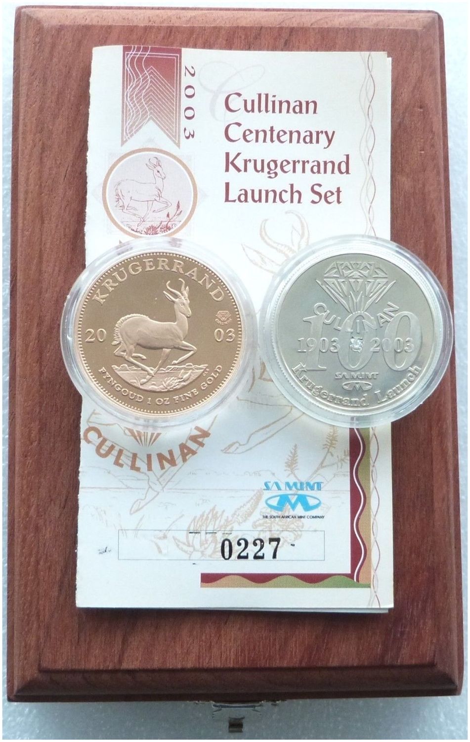 2003 South Africa Cullinan Launch Mint Mark Krugerrand Gold Proof 1oz Coin Set Box Coa