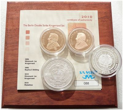 2006 - 2010 South Africa Berlin Double Strike Launch Mint Mark Krugerrand Gold Proof 2 Coin Set Box Coa 2006 - 2010 South Africa Berlin Double Strike Launch Mint Mark Krugerrand Gold Proof 2 Coin Set Box Coa