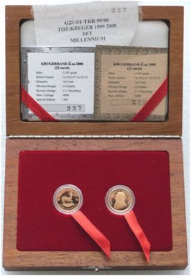 2000 - 1999 South Africa Prestige Tenth Krugerrand Gold Proof 2 Coin Set Box Coa