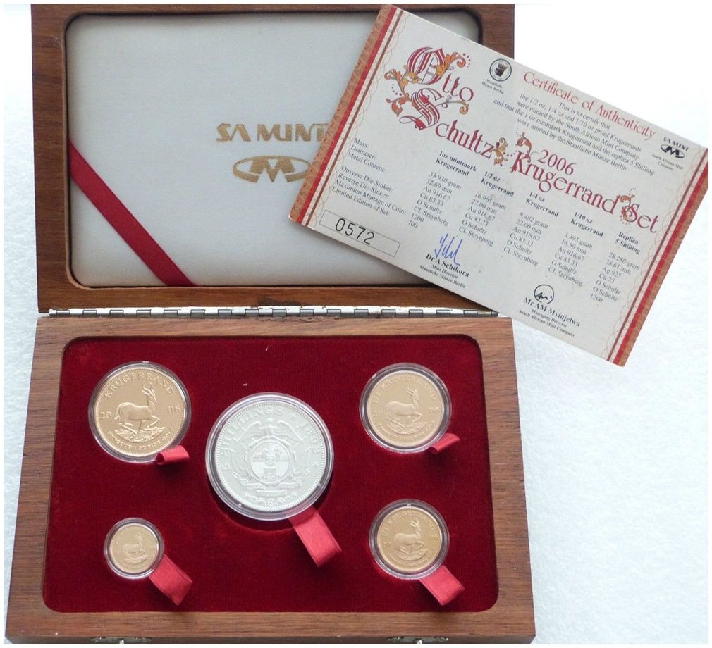 2006 South Africa Prestige Otto Schultz Launch Mint Mark Krugerrand Gold Proof 4 Coin Set Box Coa 2006 South Africa Prestige Otto Schultz Launch Mint Mark Krugerrand Gold Proof 4 Coin Set Box Coa