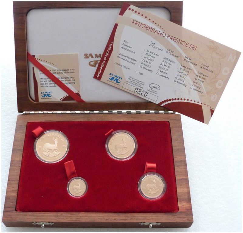 2009 South Africa Prestige Krugerrand Gold Proof 4 Coin Set Box Coa