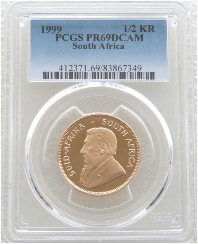1999 South Africa Half Krugerrand Gold Proof 1/2oz Coin PCGS PR69 DCAM