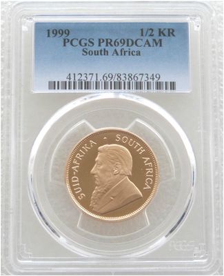 1999 South Africa Half Krugerrand Gold Proof 1/2oz Coin PCGS PR69 DCAM