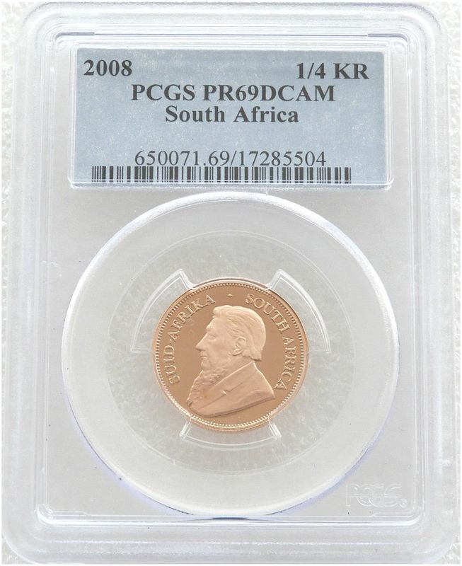 2008 South Africa Quarter Krugerrand Gold Proof 1/4oz Coin PCGS PR69 DCAM