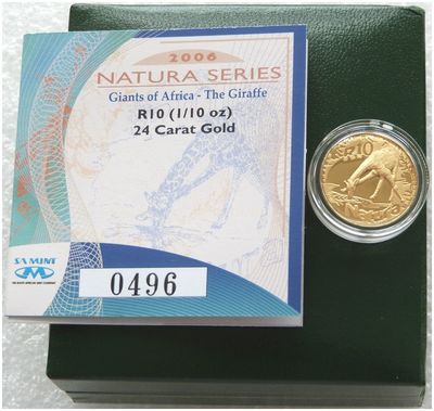 2006 South Africa Natura Giraffe 10 Rand Gold Proof 1/10oz Coin Box Coa 2006 South Africa Natura Giraffe 10 Rand Gold Proof 1/10oz Coin Box Coa