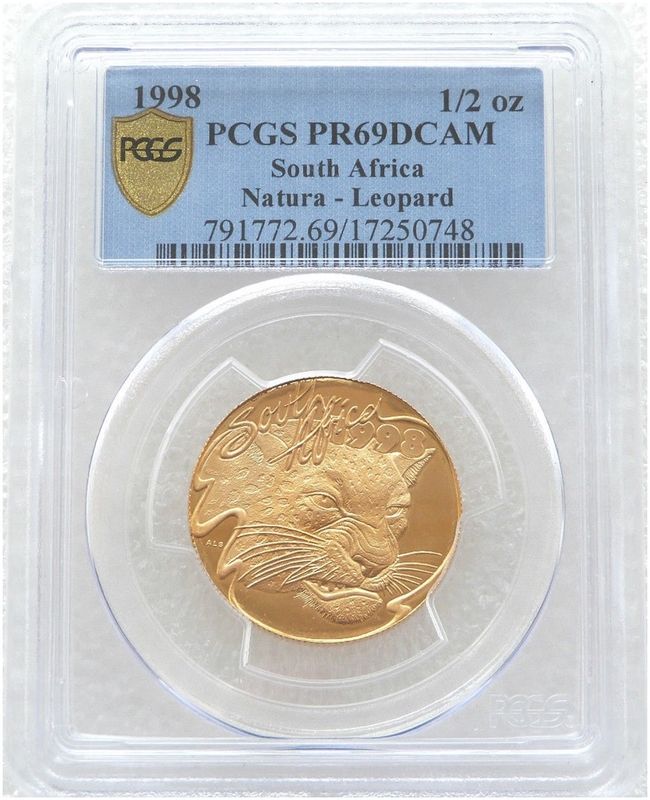 1998 South Africa Natura Leopard Gold Proof 1/2oz Coin PCGS PR69 DCAM 1998 South Africa Natura Leopard Gold Proof 1/2oz Coin PCGS PR69 DCAM