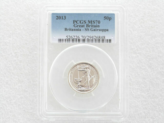 2013 Shipwreck S.S. Gairsoppa Britannia 50p Silver Bullion 1/4oz Coin PCGS MS70 2013 Shipwreck S.S. Gairsoppa Britannia 50p Silver Bullion 1/4oz Coin PCGS MS70