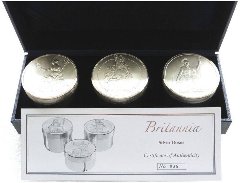 2006 Britannia Silver 3 Box Collection Box Coa - 20.479 Troy Ounces