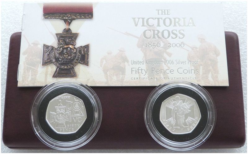 2006 Victoria Cross 50p Silver Proof 2 Coin Set Box Coa 2006 Victoria Cross 50p Silver Proof 2 Coin Set Box Coa