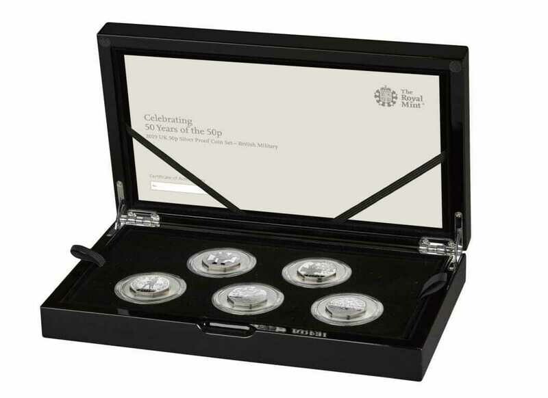 2019 British Military 50p Silver Proof 5 Coin Set Box Coa - Mintage 1,934