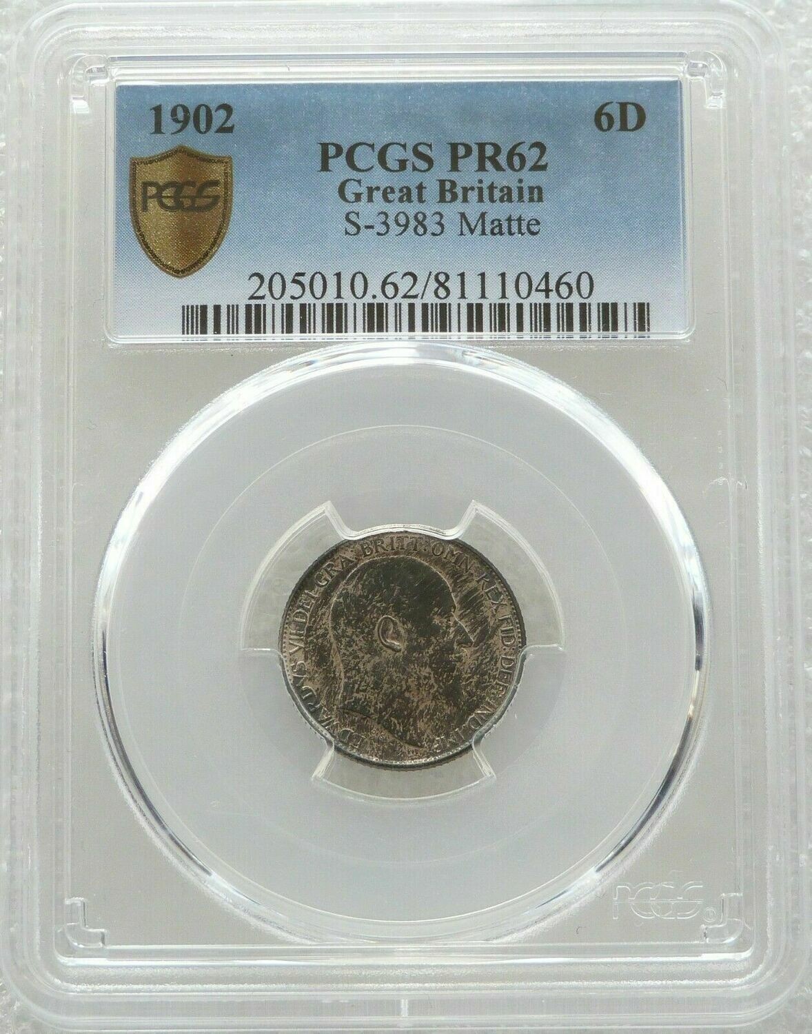 1902 Edward VII Coronation 6D Sixpence Silver Matte Proof Coin PCGS PR62 1902 Edward VII Coronation 6D Sixpence Silver Matte Proof Coin PCGS PR62