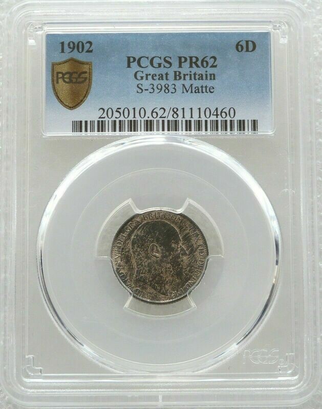 1902 Edward VII Coronation 6D Sixpence Silver Matte Proof Coin PCGS PR62 1902 Edward VII Coronation 6D Sixpence Silver Matte Proof Coin PCGS PR62